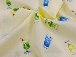 my piece of fabric クリームソーダの60ローンプリントイエロー