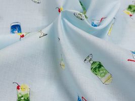 my piece of fabric クリームソーダの60ローンプリントブルー