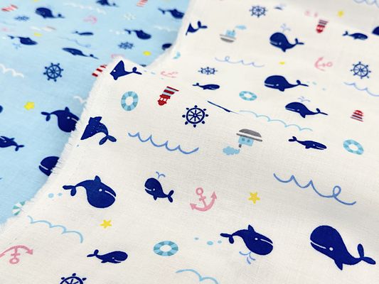 クジラとマリンのダブルガーゼプリント