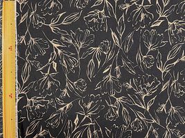 【現品限り特価】エンジェルソフトリネンプリント「線画調フラワー」ブラック