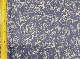 【現品限り特価】エンジェルソフトリネンプリント「線画調フラワー」オールドネイビー