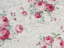 エレガントな英文字とローズの綿麻キャンバス生成(綿かす残し)