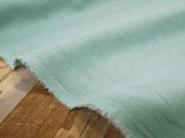 フレンチカラーのソフトなハーフリネン無地 「シュクレ」くすみブルー