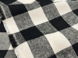 【現品限り特価】Exclusive Collection 新潟産先染起毛ブロックチェック白黒系