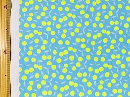 ネオンチェリーのシーチングプリント水色地