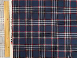 タータンチェックのオックスプリントネイビー