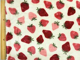 ふわふわフランミンプリント「大人かわいいイチゴ」レッド×アイボリー