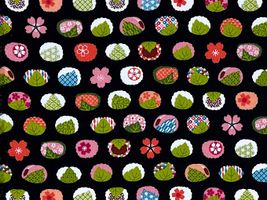 和柄シーチングプリント「桜もち」_拡大イメージ