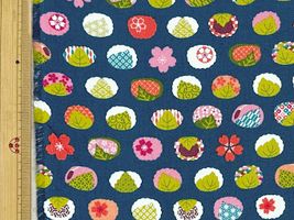 和柄シーチングプリント「桜もち」ネイビー