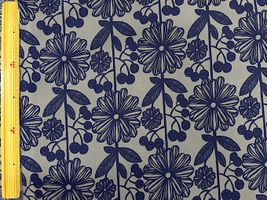 タスランナイロンプリント「Nordic flowers」グレー