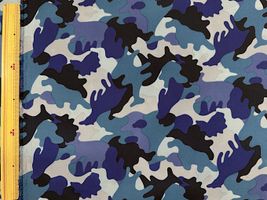 ナイロンオックスプリント「迷彩カモフラージュ」ブルー系