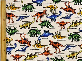 ポリエステルプリント「KIYOHARA ALL STARS」ダイナソー/アイボリー