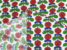 コットンこばやし 北欧調ミニペイントローズブロードプリントアイボリー×レッド