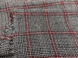 【現品限り特価】Exclusive Collection 尾州産ウールガーゼチェック黒×赤