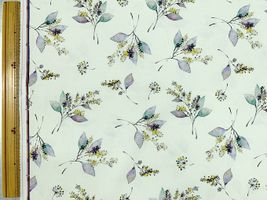 インクジェットポリエステルプリント「moment リーフフラワー」パステルグリーン