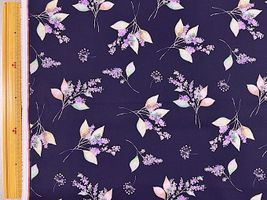 インクジェットポリエステルプリント「moment リーフフラワー」ネイビー