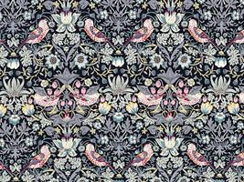 リバティプリントタナローン ストロベリーシーフ濃グレー地系