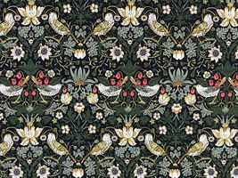 リバティプリントタナローン ストロベリーシーフ黒地×グリーン系