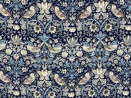 リバティプリントタナローン ストロベリーシーフネイビー地×紫系