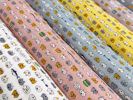 コットンこばやしダブルガーゼプリント「ねこと鯖缶」