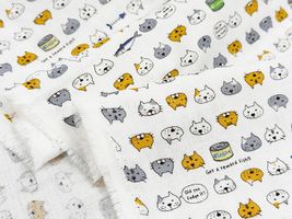 コットンこばやしダブルガーゼプリント「ねこと鯖缶」_拡大イメージ