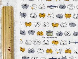 コットンこばやしダブルガーゼプリント「ねこと鯖缶」_拡大イメージ