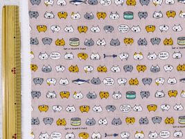 コットンこばやしダブルガーゼプリント「ねこと鯖缶」あずきミルク