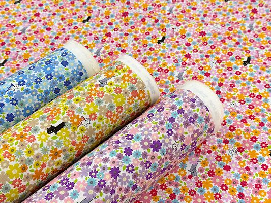 コットンこばやしブロードプリント「花とねこ」