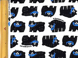 ビビットカラーのオックスプリント「シャケクマ」白地