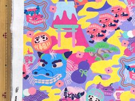 『nora.』ポップな獅子舞のシーチングプリントパープル地