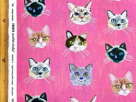 『nora.』シーチングプリント「Cat Face」ピンク