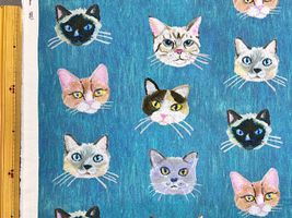 『nora.』シーチングプリント「Cat Face」ブルー