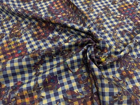 『nora.』シーチングプリント「ギンガムフラワー」