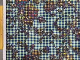 『nora.』シーチングプリント「ギンガムフラワー」ブルー×グリーン系