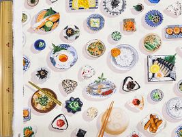 『nora.』ほかほか朝ごはんのシーチングプリントオフホワイト