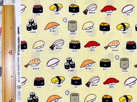 シーチングプリント FOOD YURU「ワクワクおすし柄」_拡大イメージ