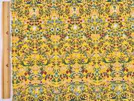 コットンキャンバスプリント「Damask Animals」イエロー