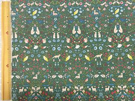 コットンキャンバスプリント「Damask Animals」グリーン