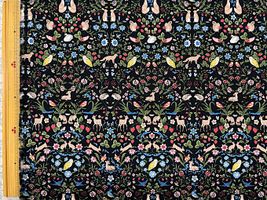 コットンキャンバスプリント「Damask Animals」ブラック