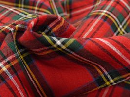 Exclusive Collection 先染綿麻タータンチェック赤×緑系