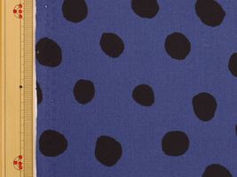 ソフトブロード ドットプリント(直径約18ミリ)ブルー×黒水玉