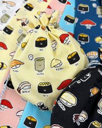 シーチングプリント FOOD YURU「ワクワクおすし柄」_拡大イメージ