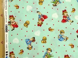 【現品限り特価】Dear little world 「マーガレット＆ソフィ３」ハート柄/サックス地