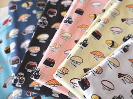 シーチングプリント FOOD YURU「ワクワクおすし柄」_拡大イメージ