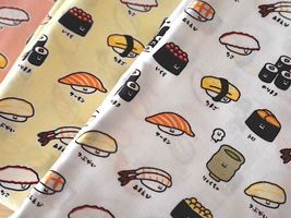 シーチングプリント FOOD YURU「ワクワクおすし柄」_拡大イメージ