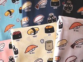 シーチングプリント FOOD YURU「ワクワクおすし柄」_拡大イメージ