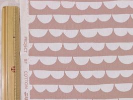 コットンこばやし 半円ボーダーのツイルプリントくすみピンク