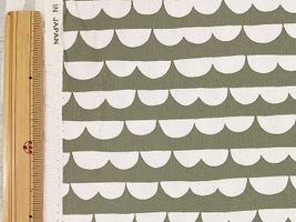 コットンこばやし 半円ボーダーのツイルプリントグリーン