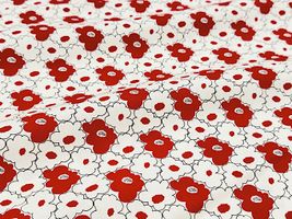 コットンこばやし 小さなもくもくフラワーのブロードプリントレッド