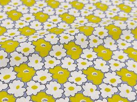 コットンこばやし 小さなもくもくフラワーのブロードプリントイエロー